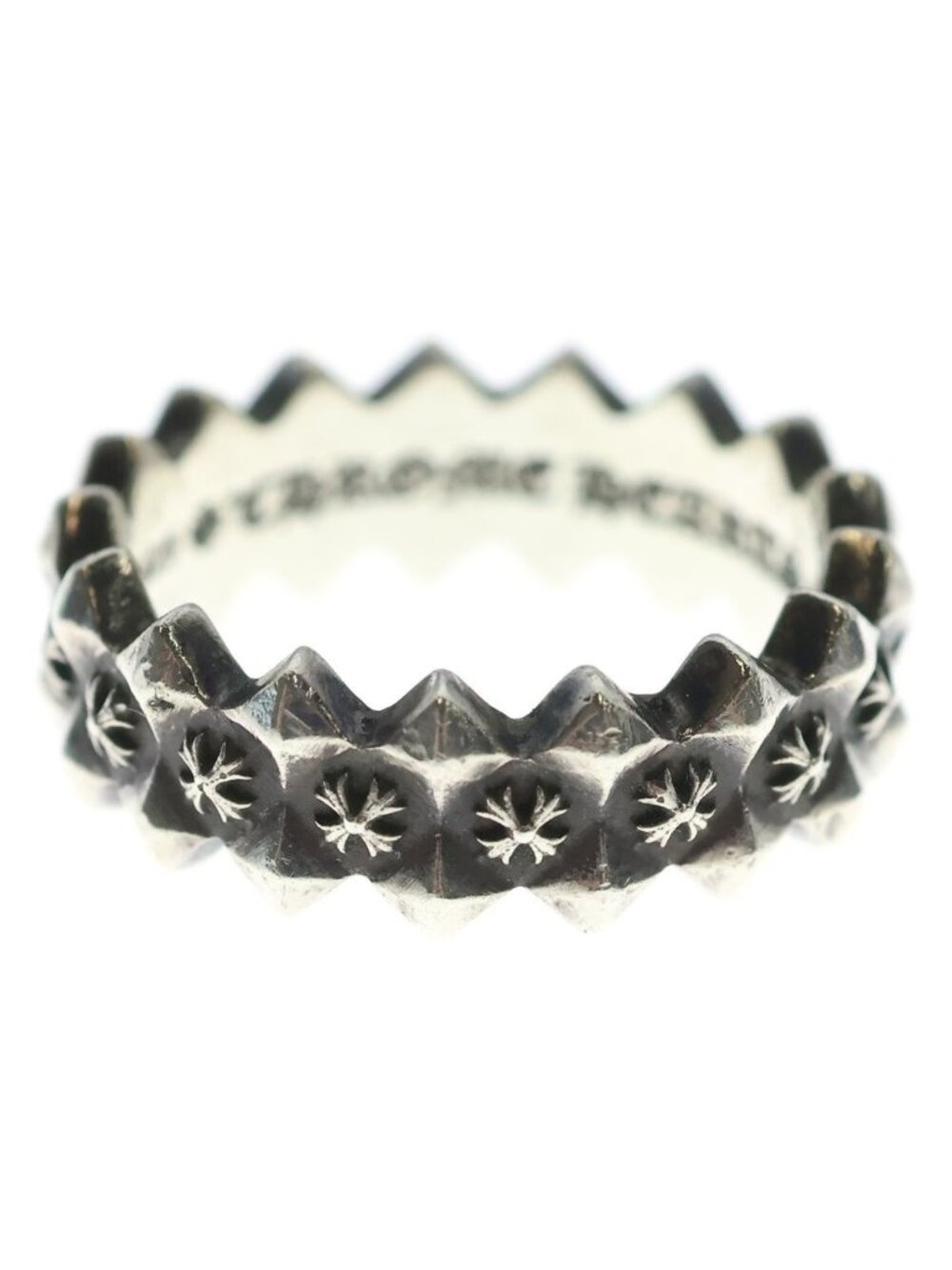 Chrome Hearts Double Pyramid Plus Ring Band Silver